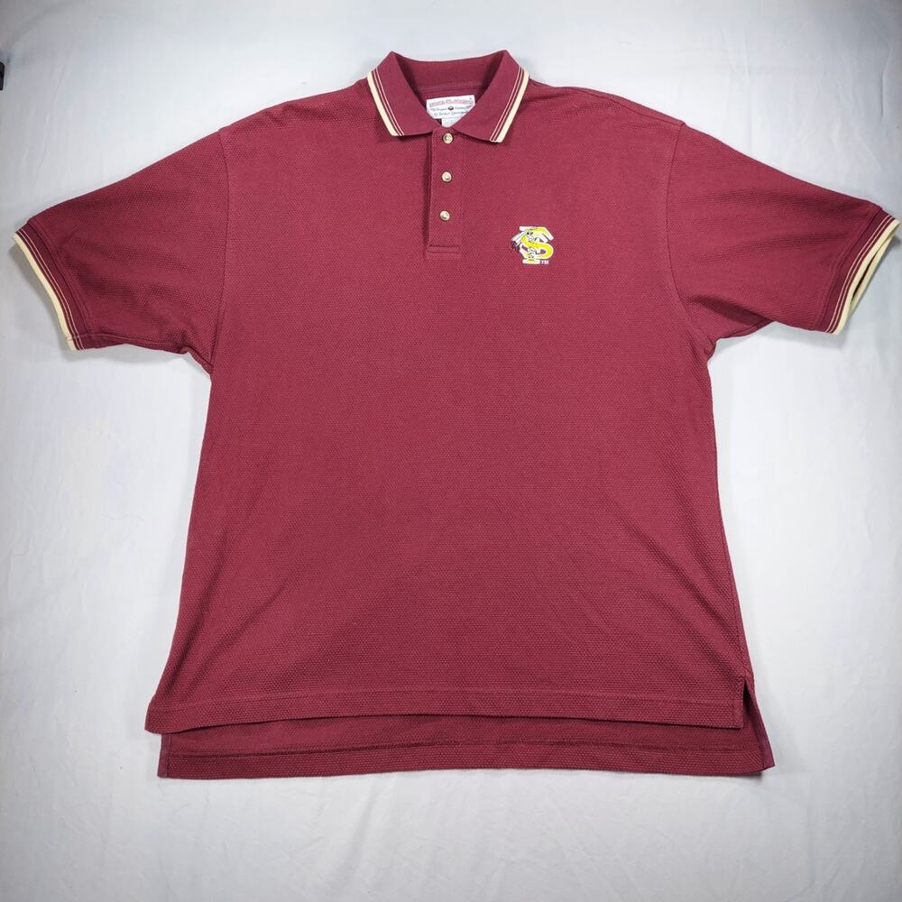 Florida Seminoles Boca Classics Polo Men Large FSU Vintage Textured Garnet Gold